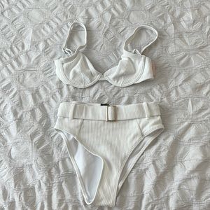 Missguided waffle swim bikini set